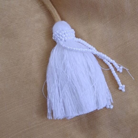 Soft Surroundings Yellow Embroidered Floral Beaded Boho Tassel Tunic Size Medium - Picture 6 of 9